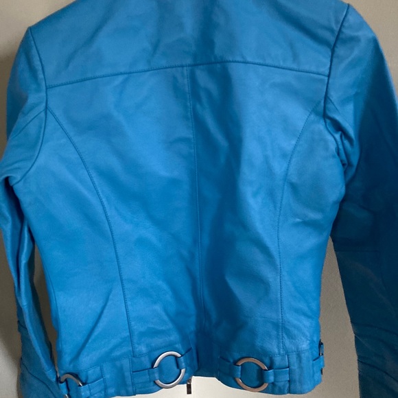 Pamela McCoy Blue Leather Jacket - Picture 2 of 5